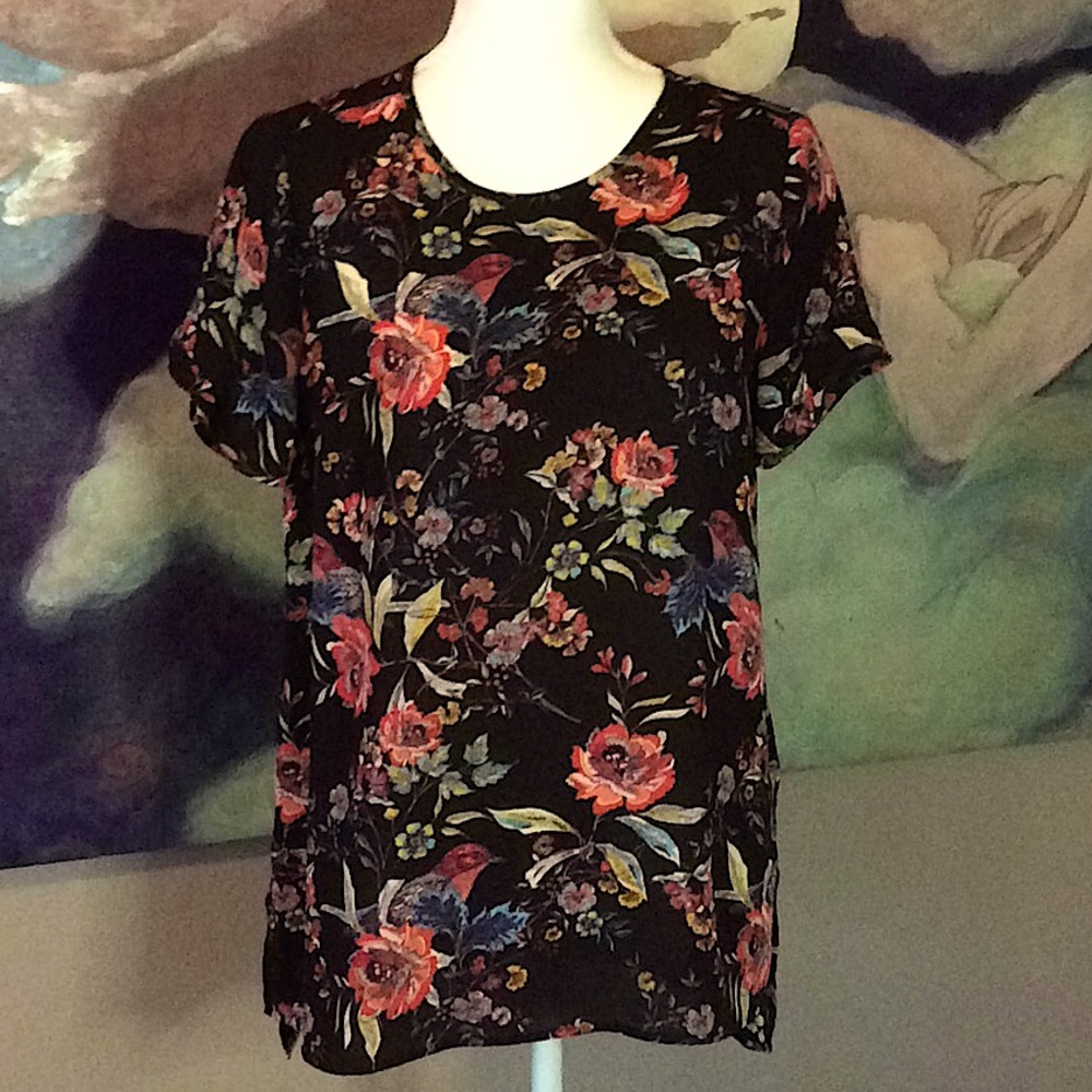 DR2 Voile Floral Tunic Top Sz. Small
